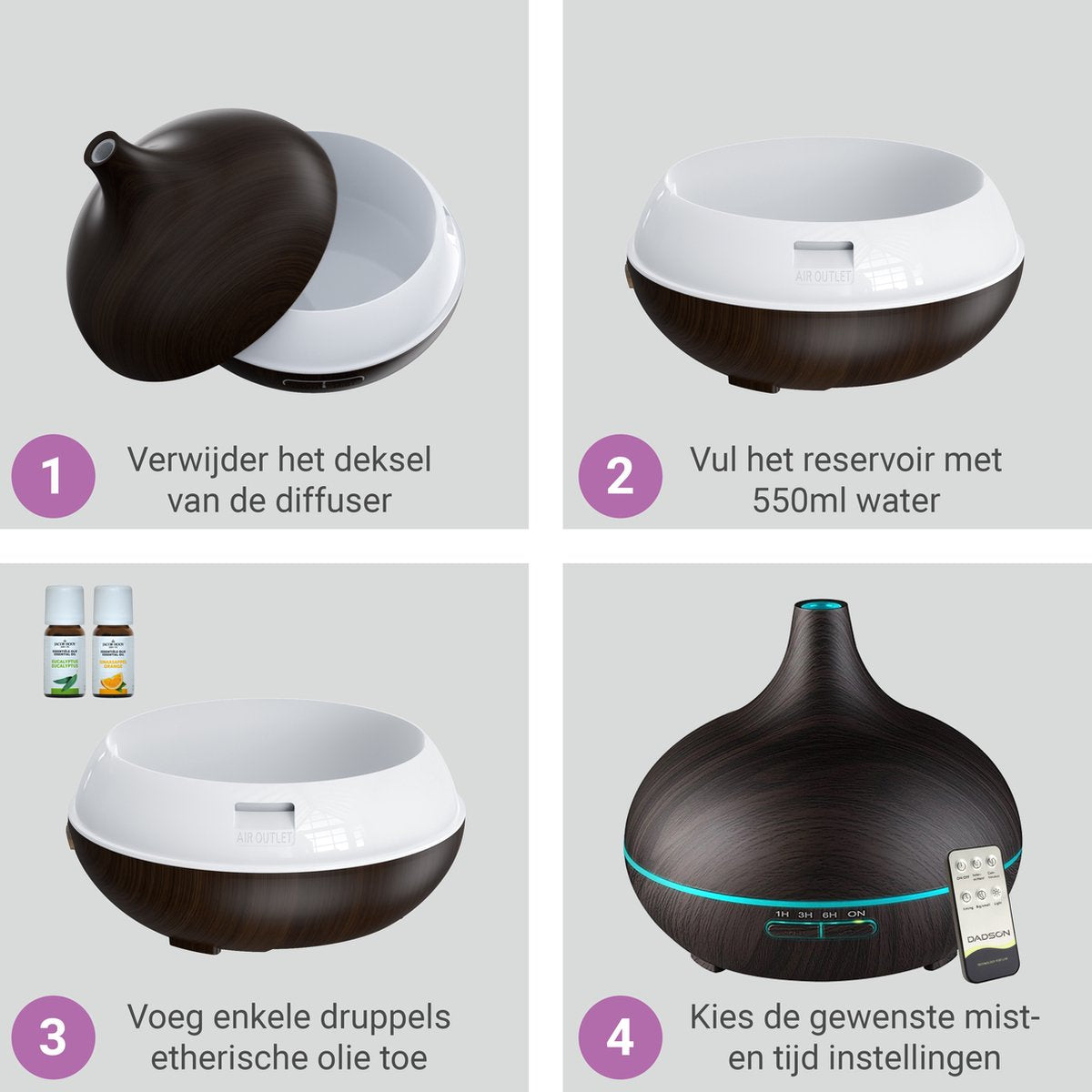 Luxe houten aroma diffuser – Stijl, Rust & Welzijn in één!